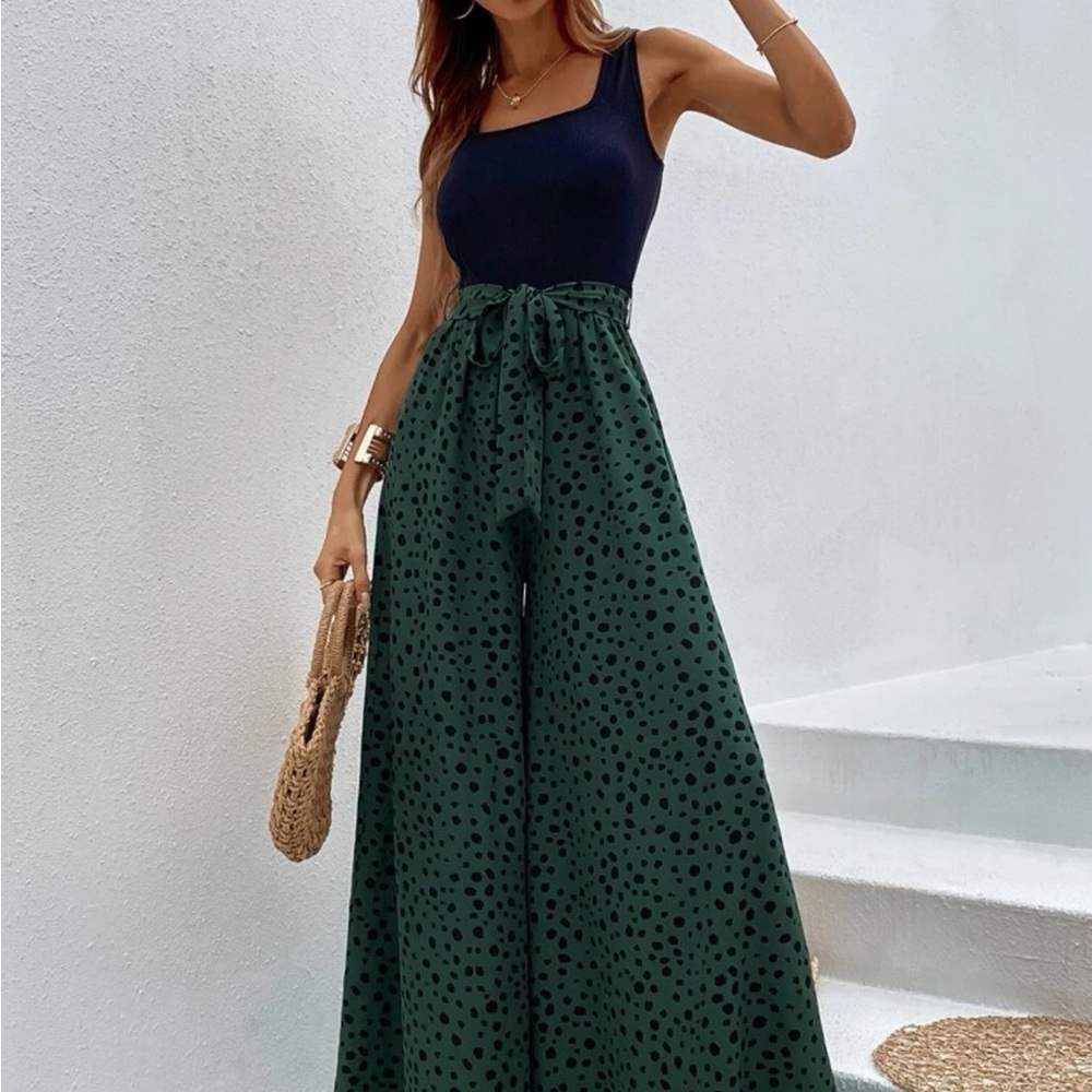 NWT SHEIN Dalmatian Print Wide-legged Jumpsuit